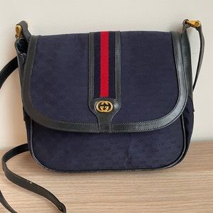 Vintage Monogram Gucci crossbody bag / Navy Blue
